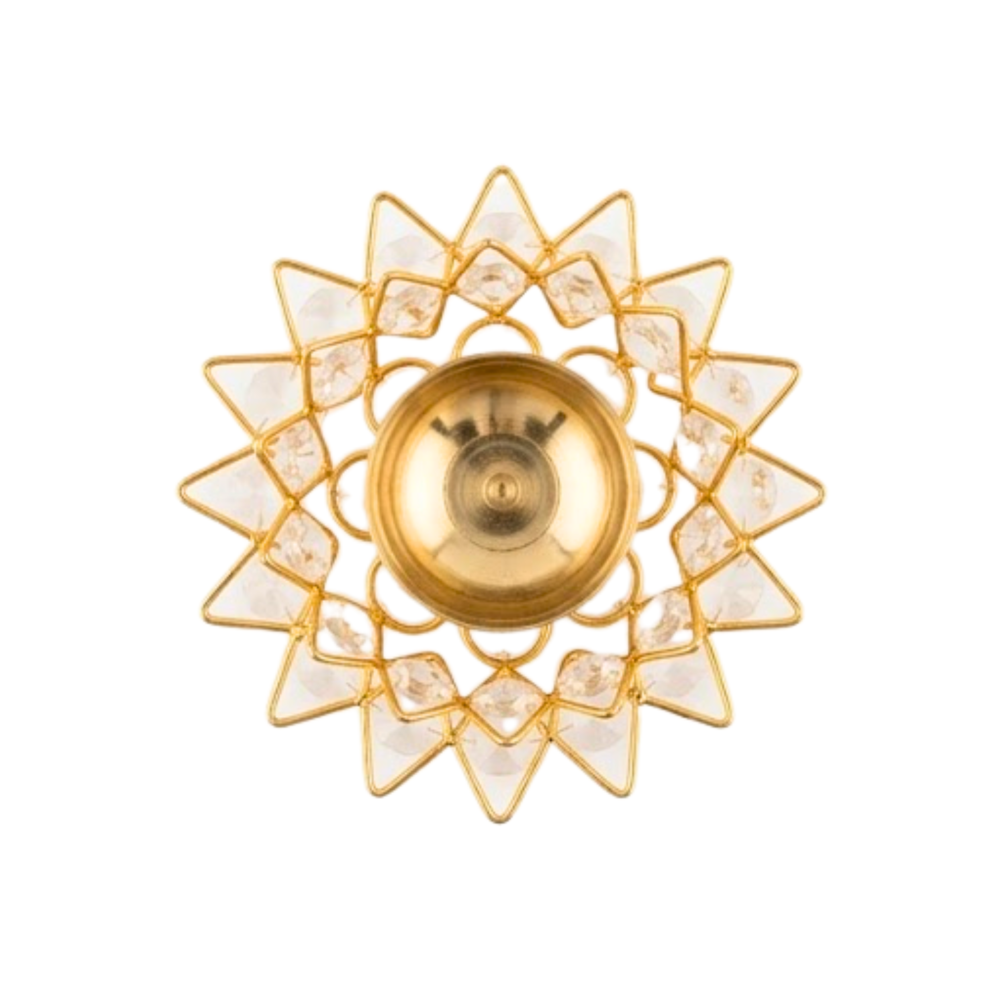 Brass Lotus Gem Diya | Decorative Crystal Lotus Oil Lamp