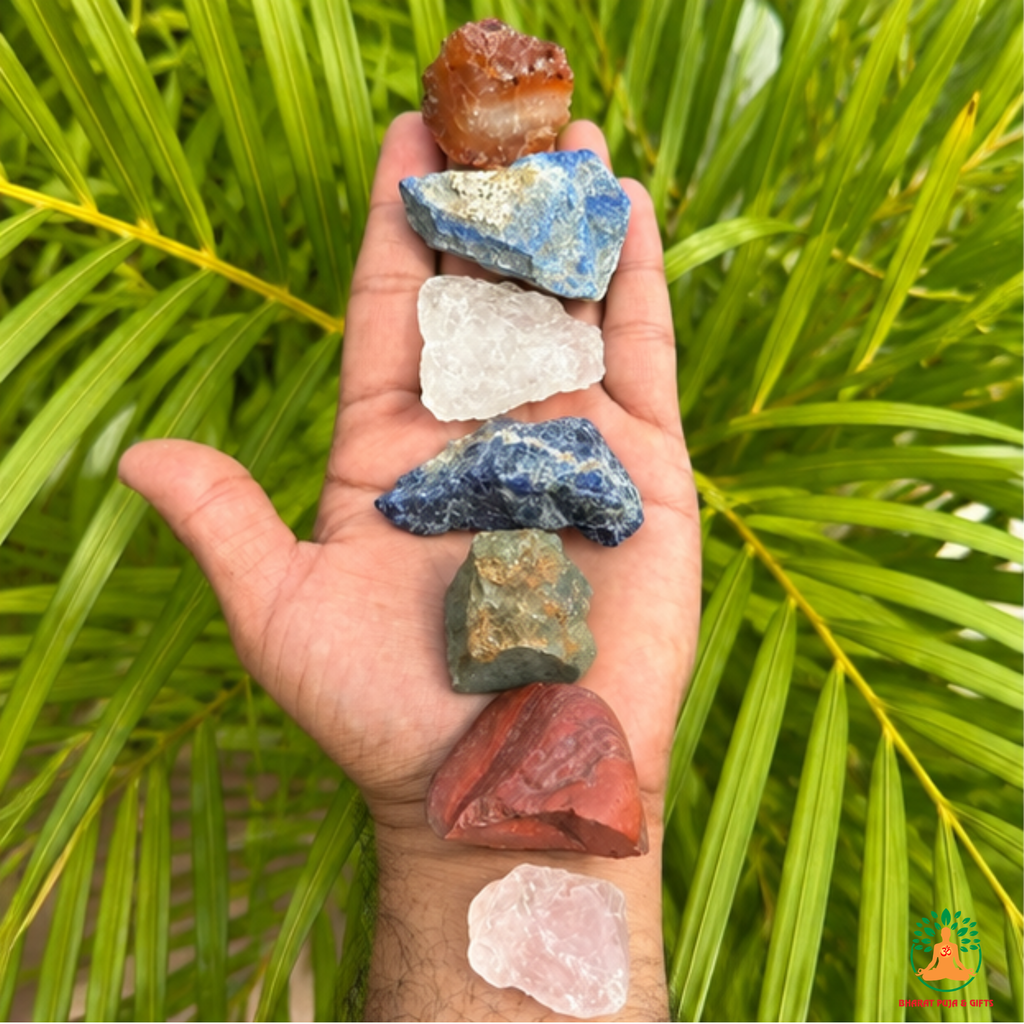 7 Chakra Raw Stone Set | 7 Chakra Natural Crystals Set| Carnelian Lapis Lazuli Sodalite Pyrite Red Jasper Rose Quartz Clear Quartz | Crystal Gift