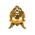 Brass Diya with Decorative Back | Traditional Brass Oil Lamp | Diwali Diya