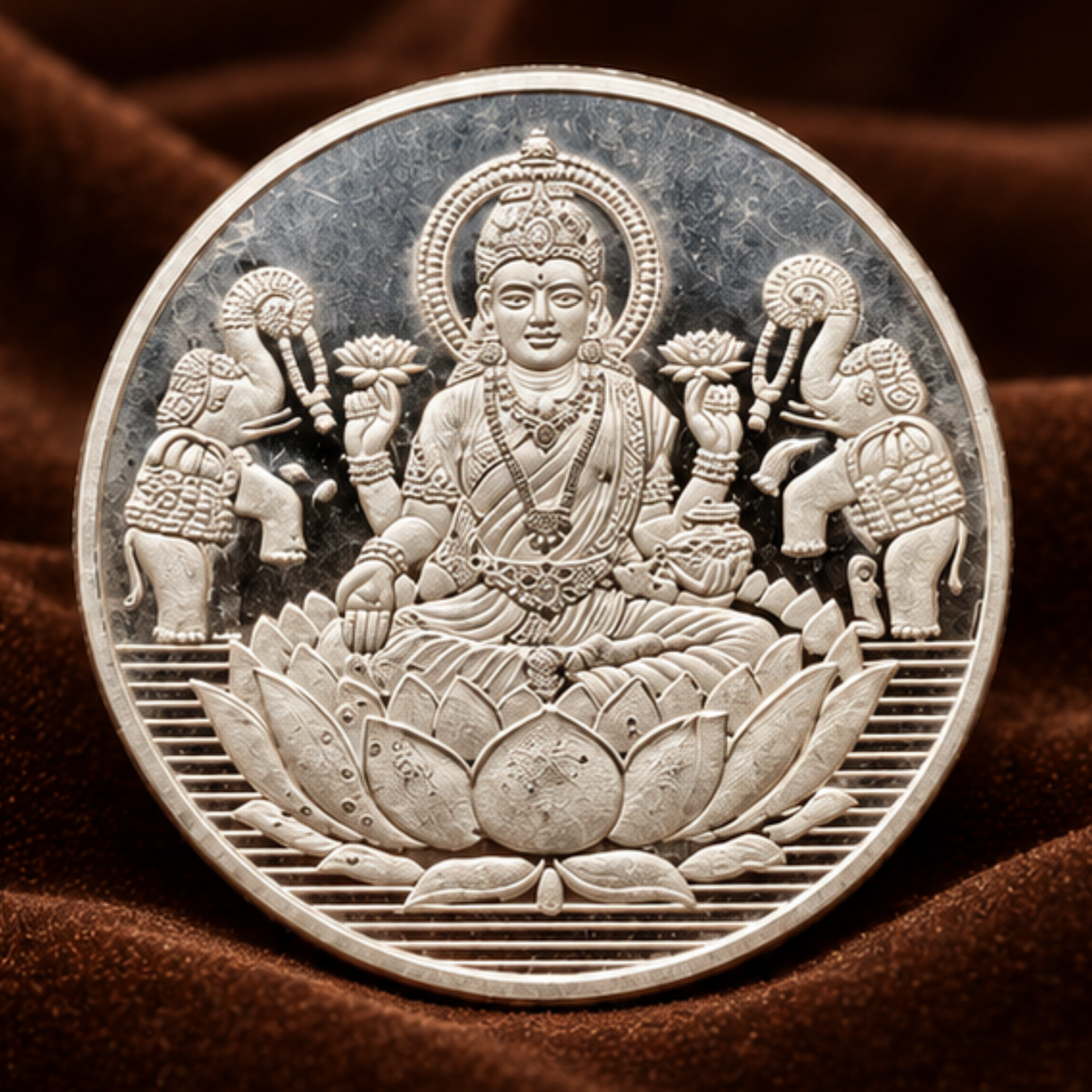 Pure Silver Coins Diwali Lakshmi Ganesh Shri Yantra Engraved