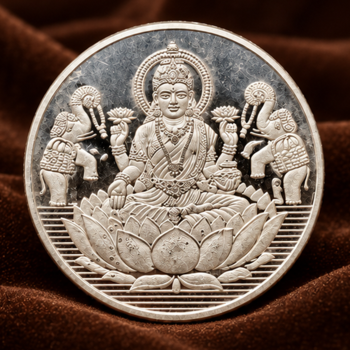 Pure Silver Coins Diwali Lakshmi Ganesh Shri Yantra Engraved