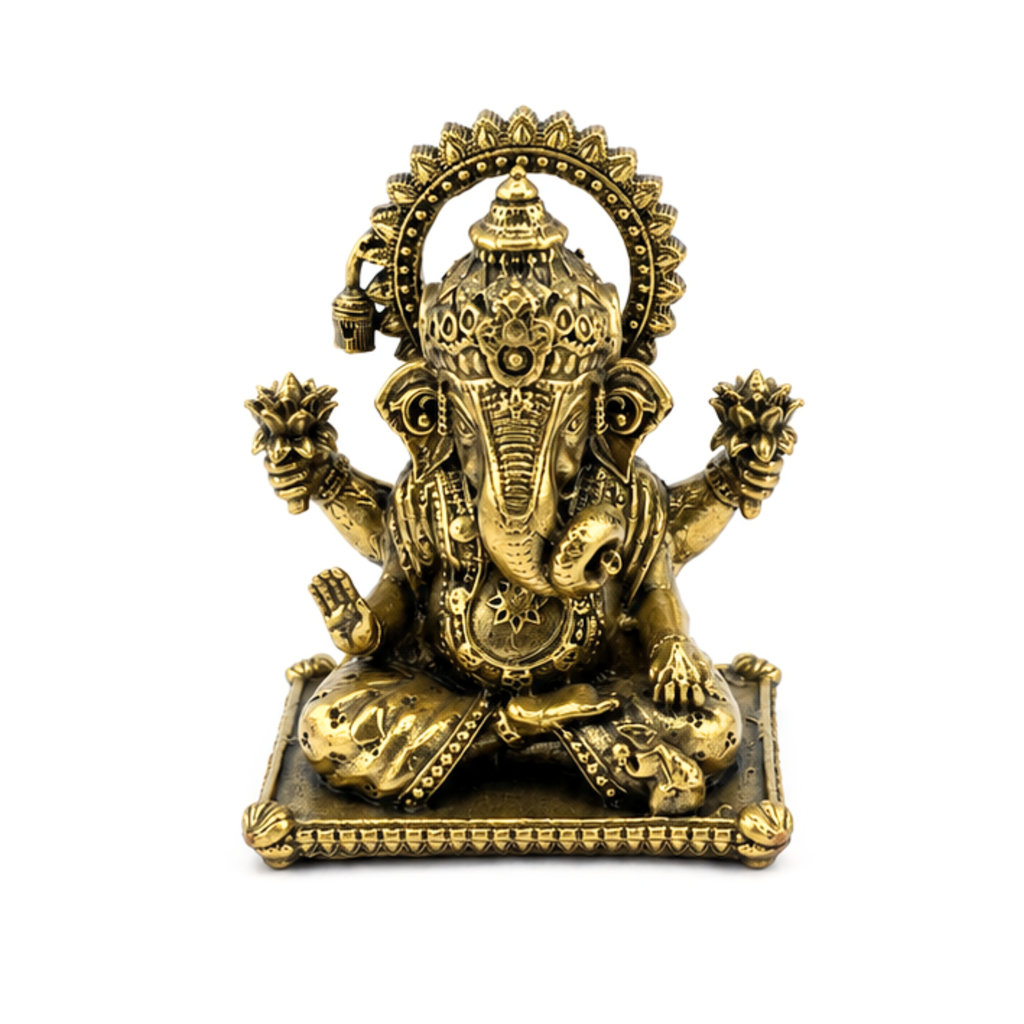 Panchadhatu Dagdusheth Halwai Ganesha with Halo Ring Idol | Panchaloha Ganesha Statue | Panchalogam Ganapati Murti