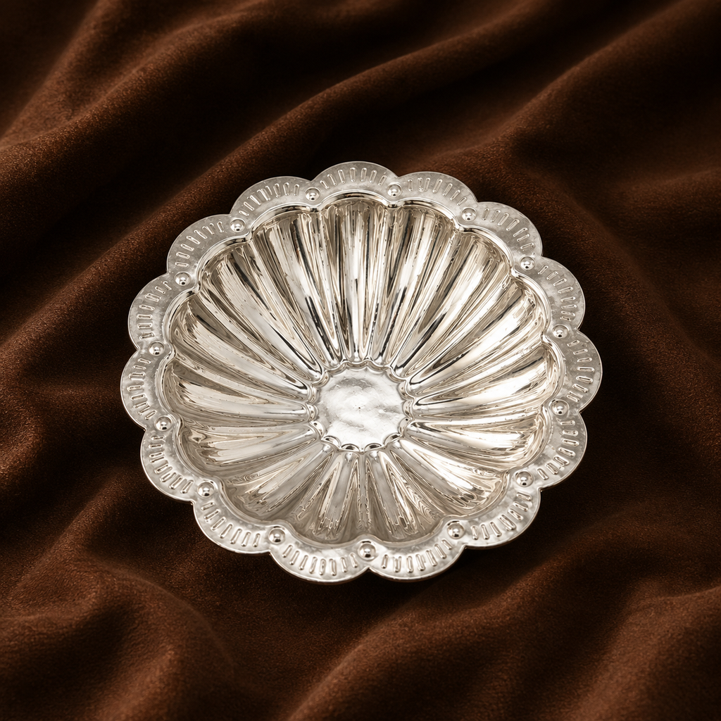 Pure Silver Flower Design Bowl | Silver Puja Bowl | Decorative Silver Katori