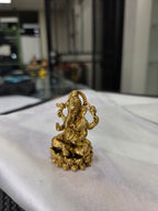 Lord Ganesha Idol on Lotus Base – Antique Gold Tone Hindu Statue