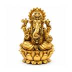 Lord Ganesha Idol on Lotus Base – Antique Gold Tone Hindu Statue2
