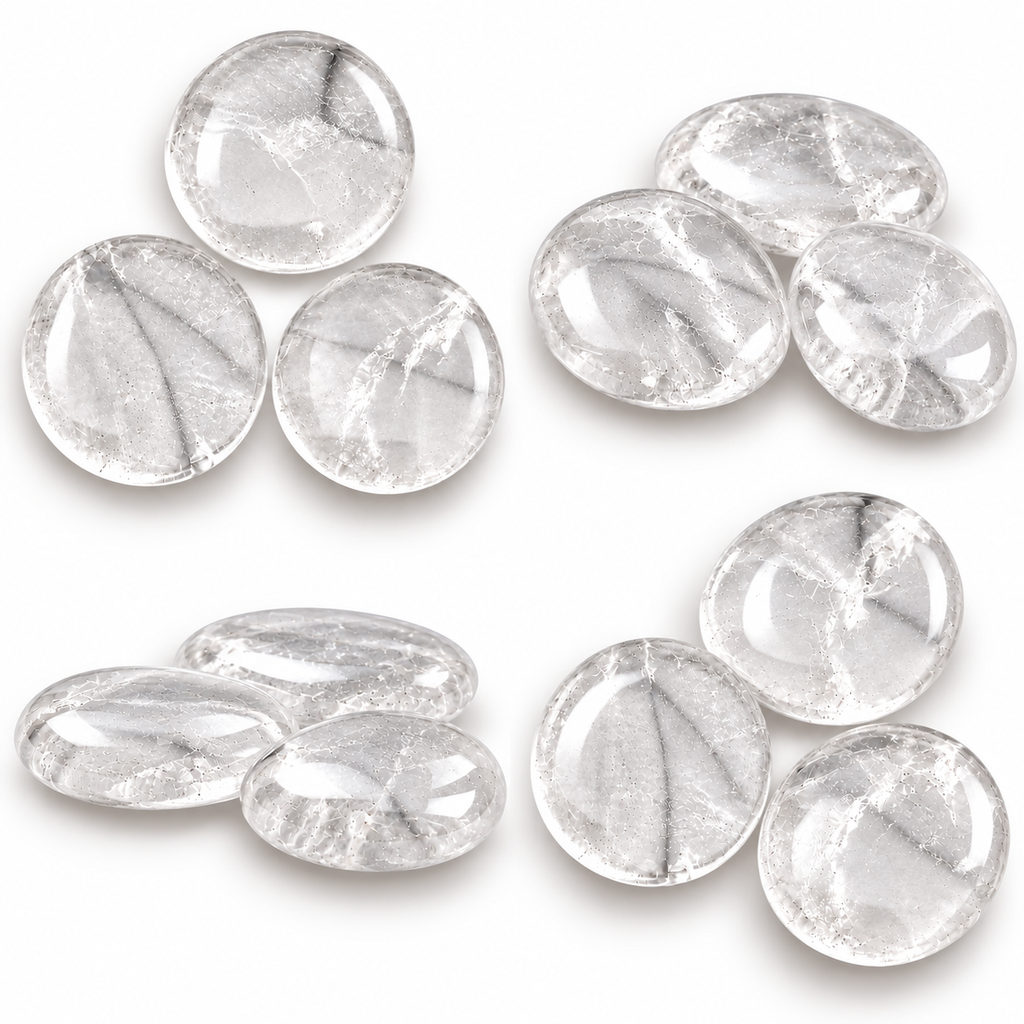 Clear Quartz Palmstone Set of 3 | Natural Clear Quartz Crystal Stones | Polished Round Palm Stones | Meditation Crystals for Healing and Chakra Balance