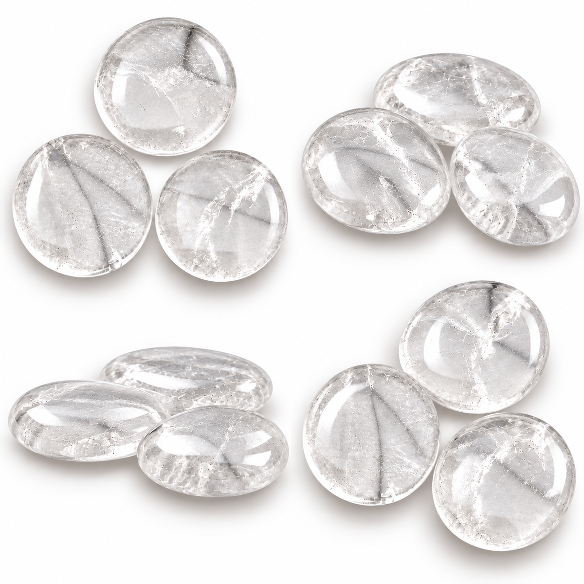 Clear Quartz Palmstone Set of 3 | Natural Clear Quartz Crystal Stones | Polished Round Palm Stones | Meditation Crystals for Healing and Chakra Balance