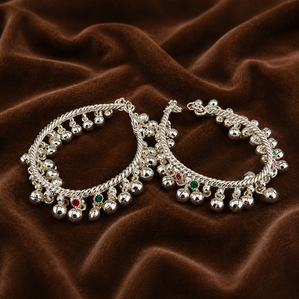 Pure Silver Baby Ghungroo Payal (Pair) | Traditional Baby Anklets