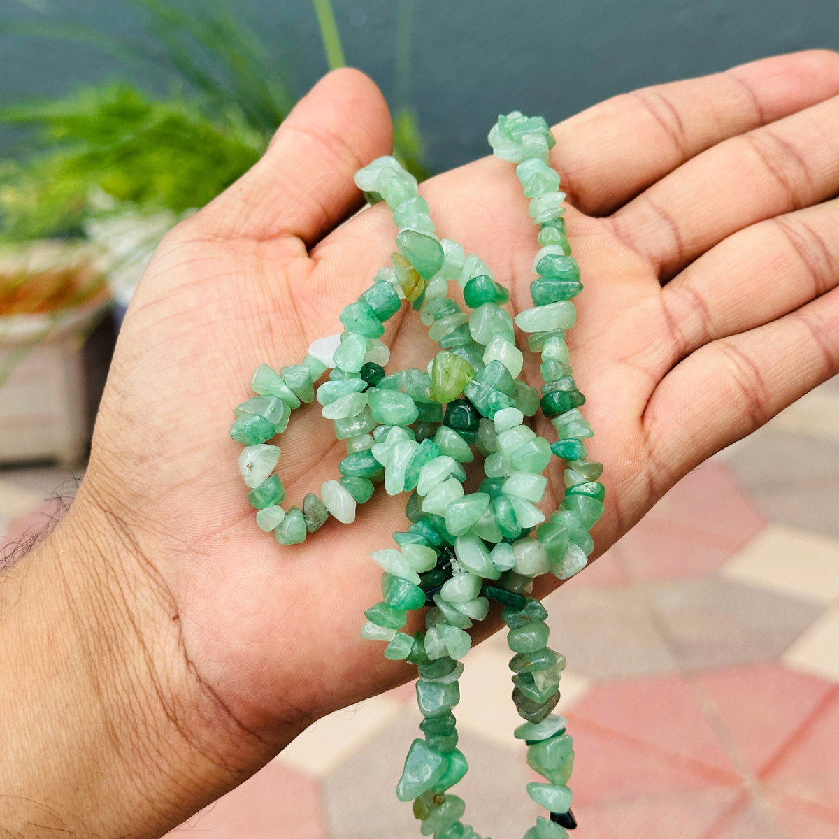 Green Aventurine Chips Crystal Necklace | Green Aventurine Chips Beaded Necklace | Gemstone Necklace