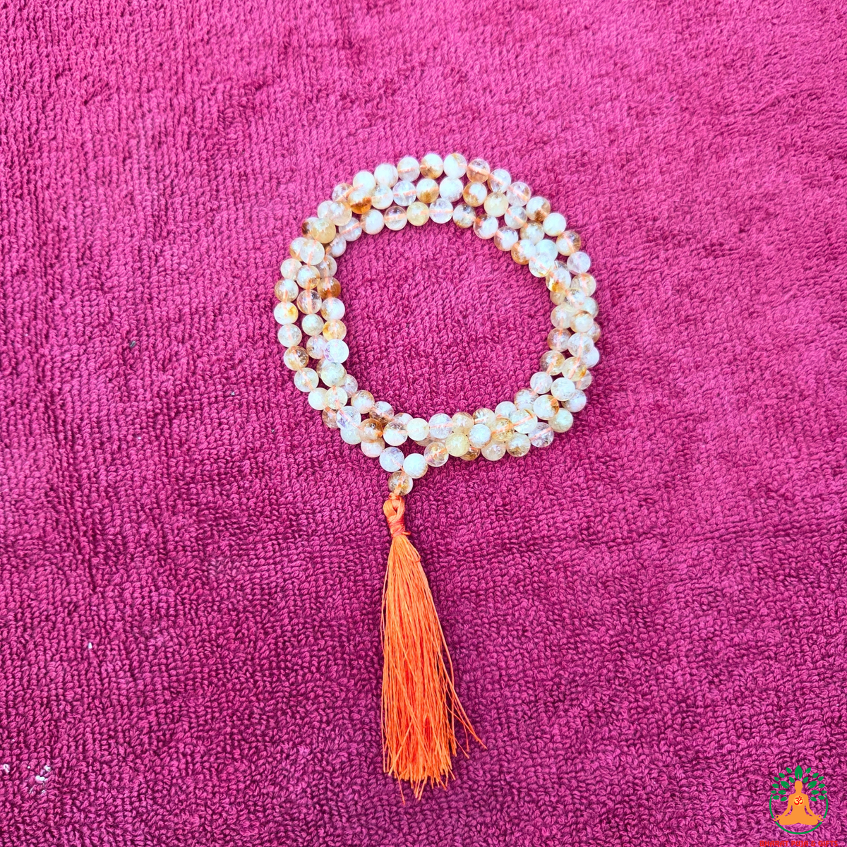 Natural Citrine Necklace | 13 Inch Golden Yellow Gemstone Mala | Prosperity & Abundance Jewelry | Meditation and Yoga Necklace | Orange Crystal Necklace