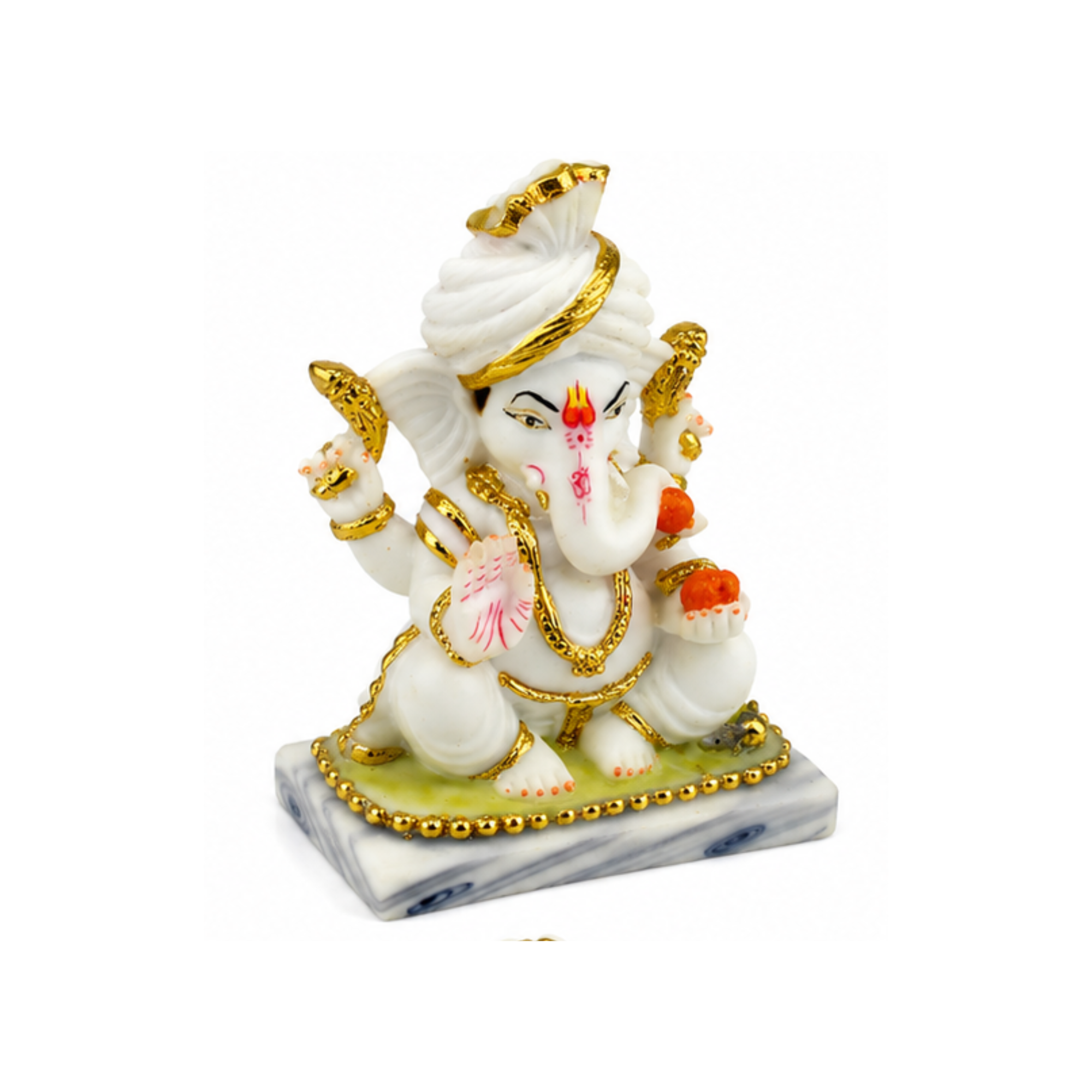 White Ganesha Idol| White & Gold / White with Orange Modak | Ganapati Murti