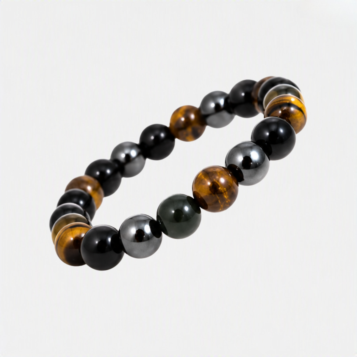 Triple Chakra Bracelet | Black Obsidian Hematite Tiger Eye Bracelet | Grounding & Protection Jewelry | Chakra Inspired Crystal Bracelet