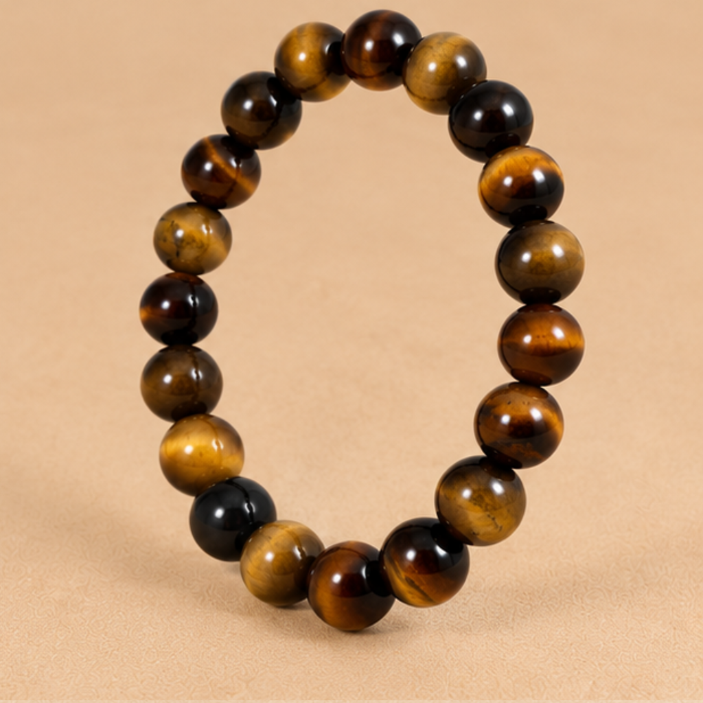 Natural Tiger Eye Bracelet | Golden Brown Crystal Gemstone Bracelet | Confidence & Protection Jewelry | Grounding Bracelet | Spiritual Gift