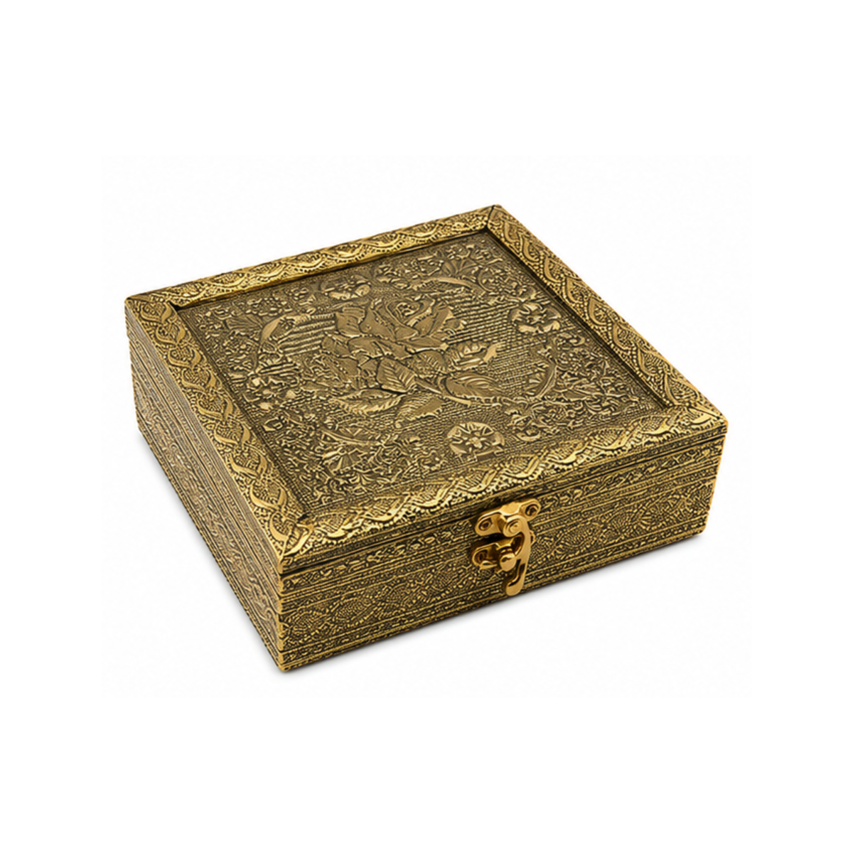 Royal Antique Gold Rose Embossed Dry Fruit Gift Box