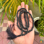 Natural Lava Stone Necklace | 13 Inch Black Volcanic Stone Mala | Meditation & Yoga Necklace | Lava Rock Necklace | Spiritual Jewelry