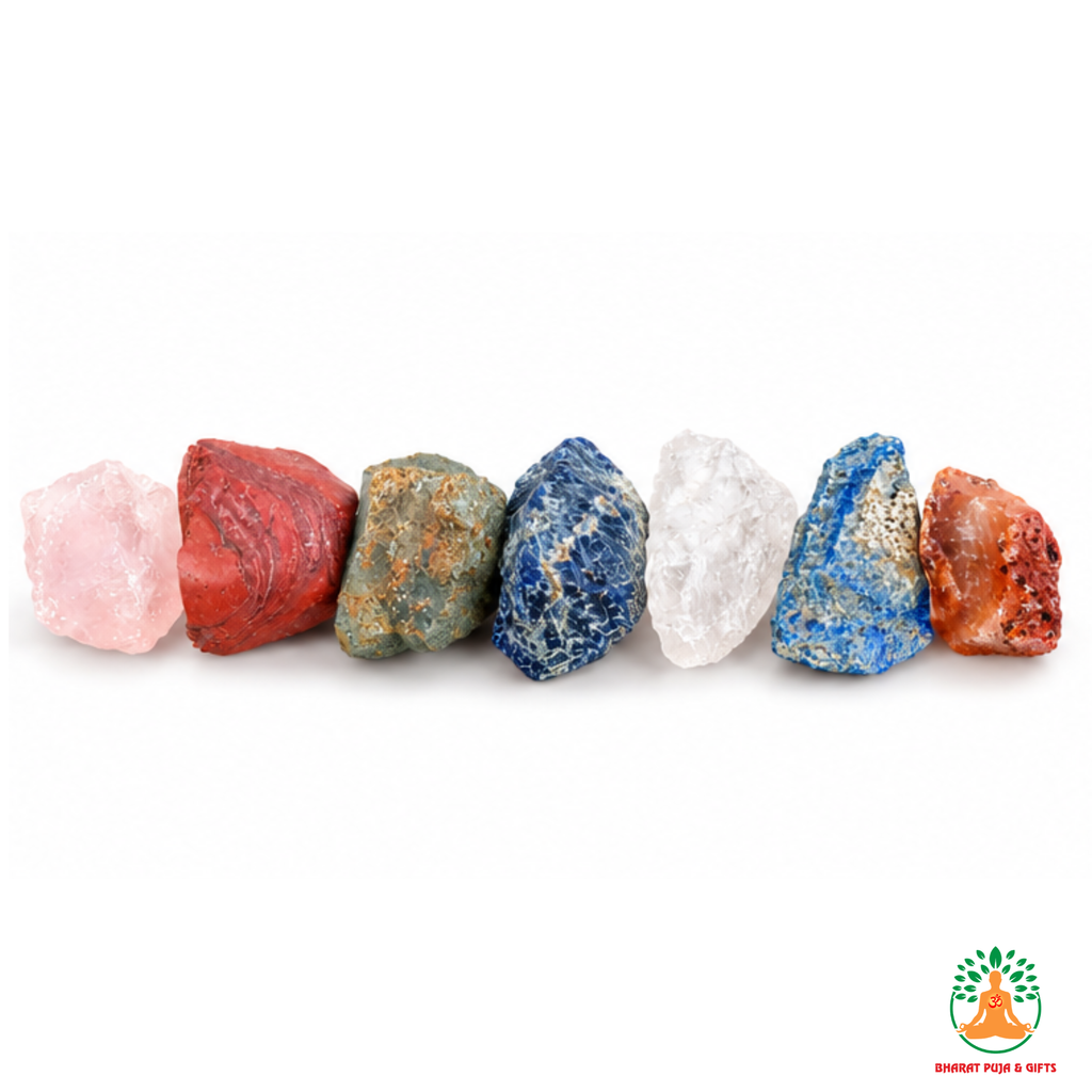 7 Chakra Raw Stone Set | 7 Chakra Natural Crystals Set| Carnelian Lapis Lazuli Sodalite Pyrite Red Jasper Rose Quartz Clear Quartz | Crystal Gift