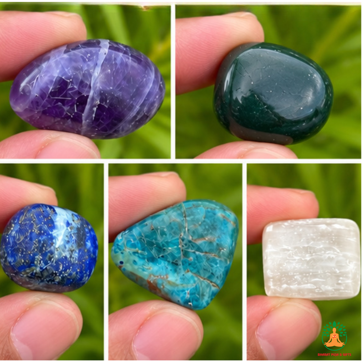 Stress Relief Tumble Stone Set – 5 Polished Gemstones for Calmness, Relaxation, Emotional Balance & Meditation