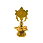 Brass 5 Wick Diya with Chakra Design | Brass 5-wick Oil Lamp | Decorative Diwali Diya