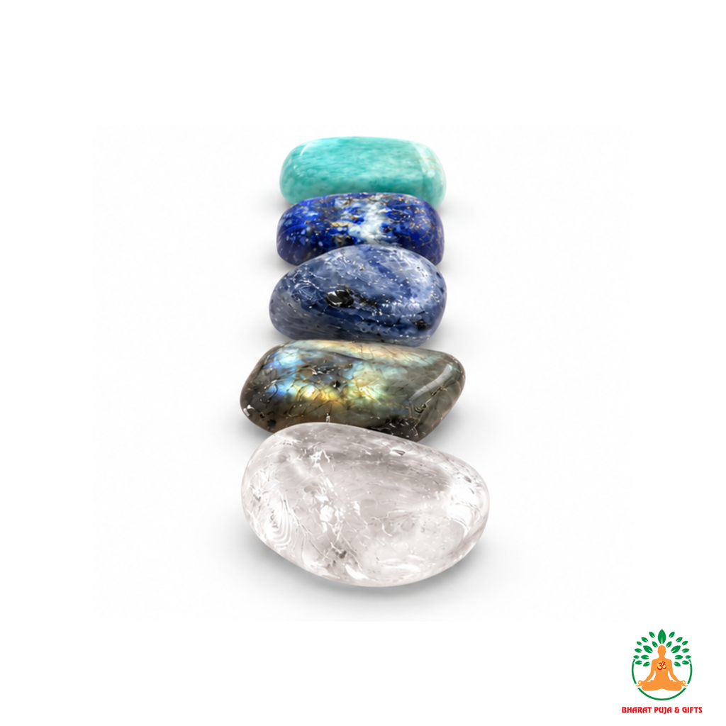 Intuition & Communication Tumble Stone Set – Polished Gemstones | Tumbled Crystals Set | Spiritual Gift | Manifestation and Meditation Crystals