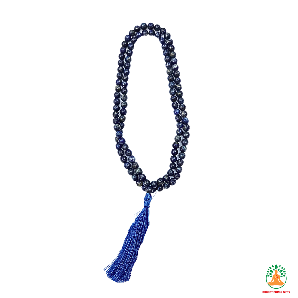 Natural Lapis Lazuli Beaded Necklace| 13 Inch Blue Gemstone Mala | Meditation & Yoga Necklace | Blue Crystal Necklace | Spiritual Jewelry