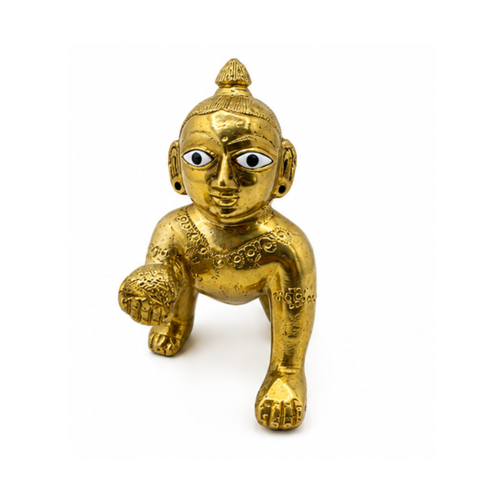 Brass Laddu Gopal Statue | Baby Krishna Idol | Bal Gopal Krishna Murti Multiple Sizes