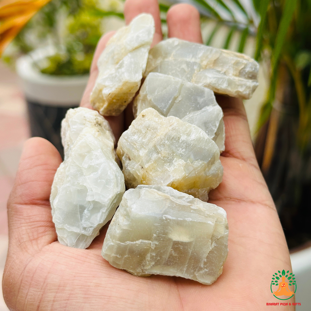 Moonstone Raw Crystals – Natural Rough Unpolished White Moonstone Stones | White Manifestation Healing and Meditation Crystals