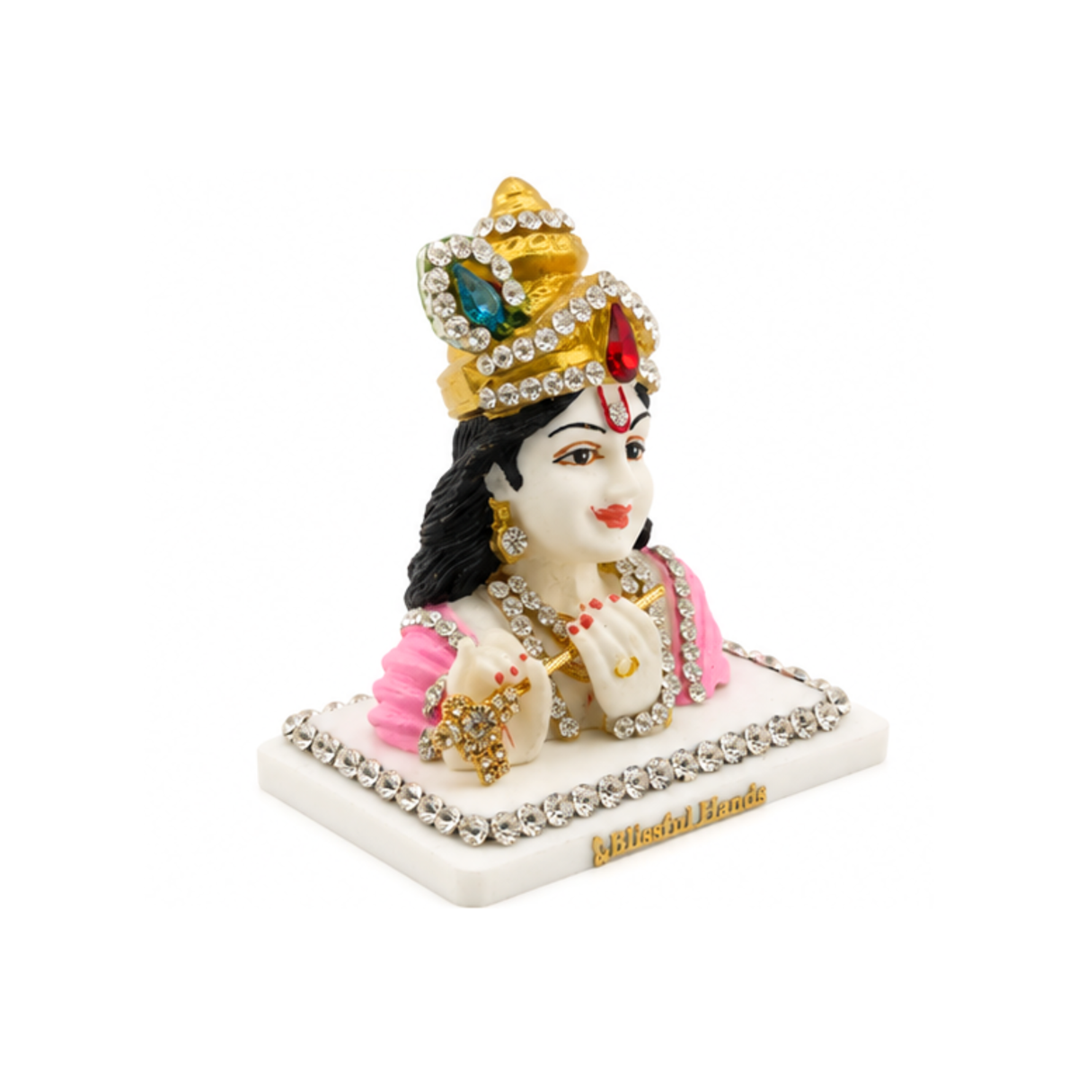Krishna Face Idol | Lord Krishna Statue for Car Dashboard | Blissful Hands Krishna Statue