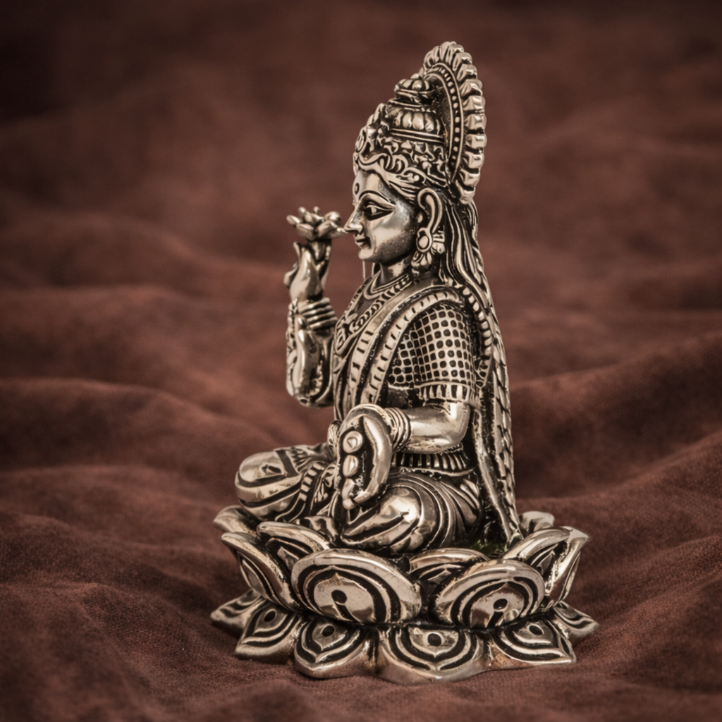 Pure Silver Lakshmi Idol | Goddess Lakshmi Laxmi Devi Idol | Silver Laxmi Murti