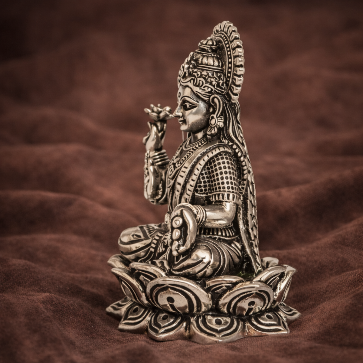 Pure Silver Lakshmi Idol | Goddess Lakshmi Laxmi Devi Idol | Silver Laxmi Murti