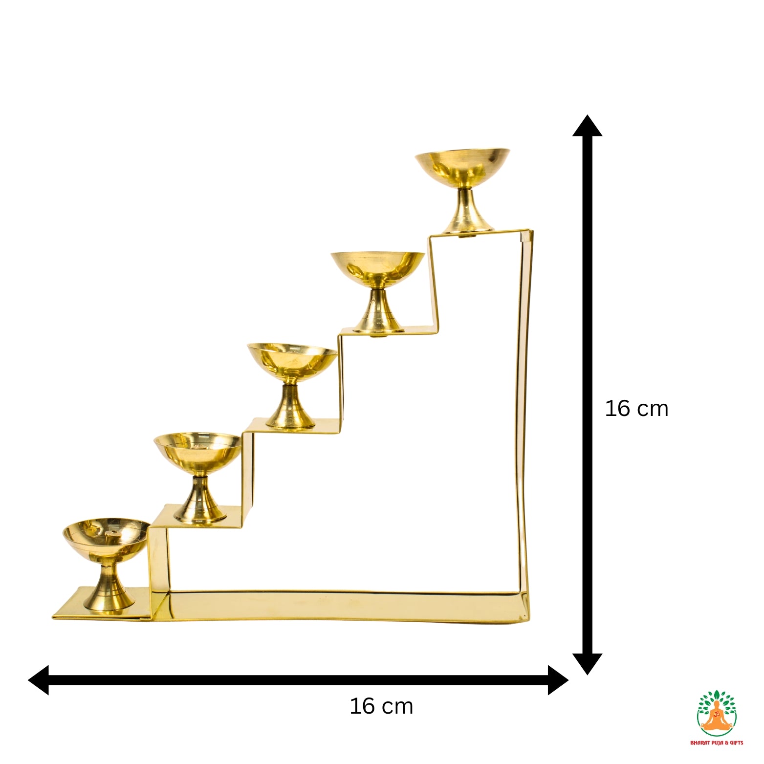 5 Step Brass Samai | Brass Lotus 5-Step Diya | Traditional Pooja Aarti Oil Lamp Arti Deepak Deepam for Home Temple, Mandir,