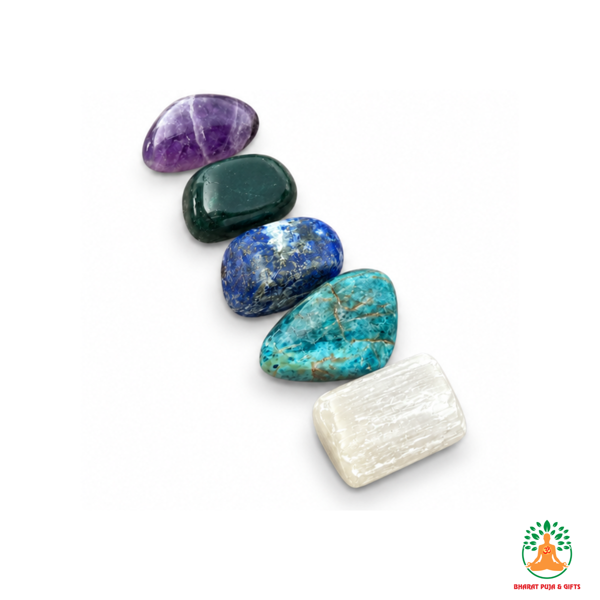 Stress Relief Tumble Stone Set – 5 Polished Gemstones for Calmness, Relaxation, Emotional Balance & Meditation