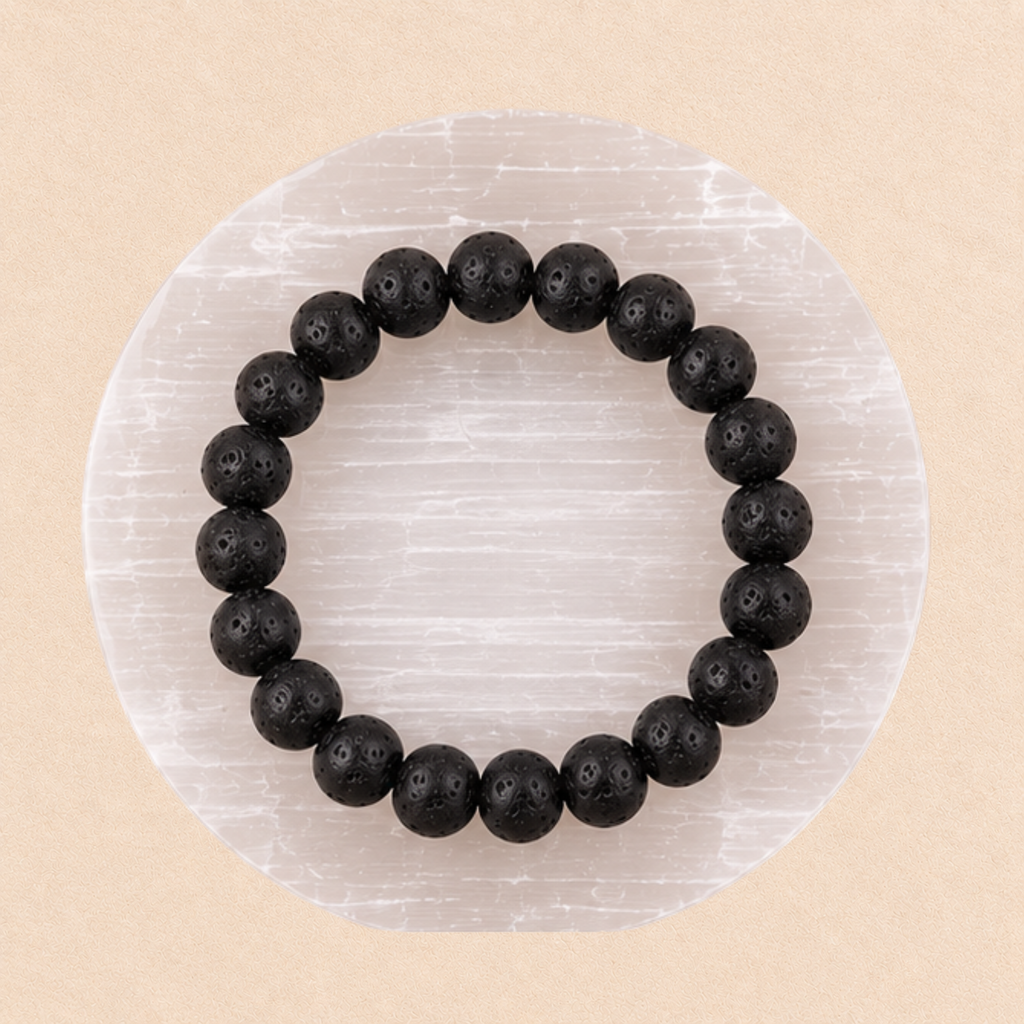 Natural Lava Stone Bracelet | Black Volcanic Stone Bracelet | Grounding & Strength Jewelry | Meditation Bracelet | Gift for Men & Women