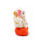 White Ganesha Idol with Orange Dhoti | Small Ganesha Murti | Ganpati Statue