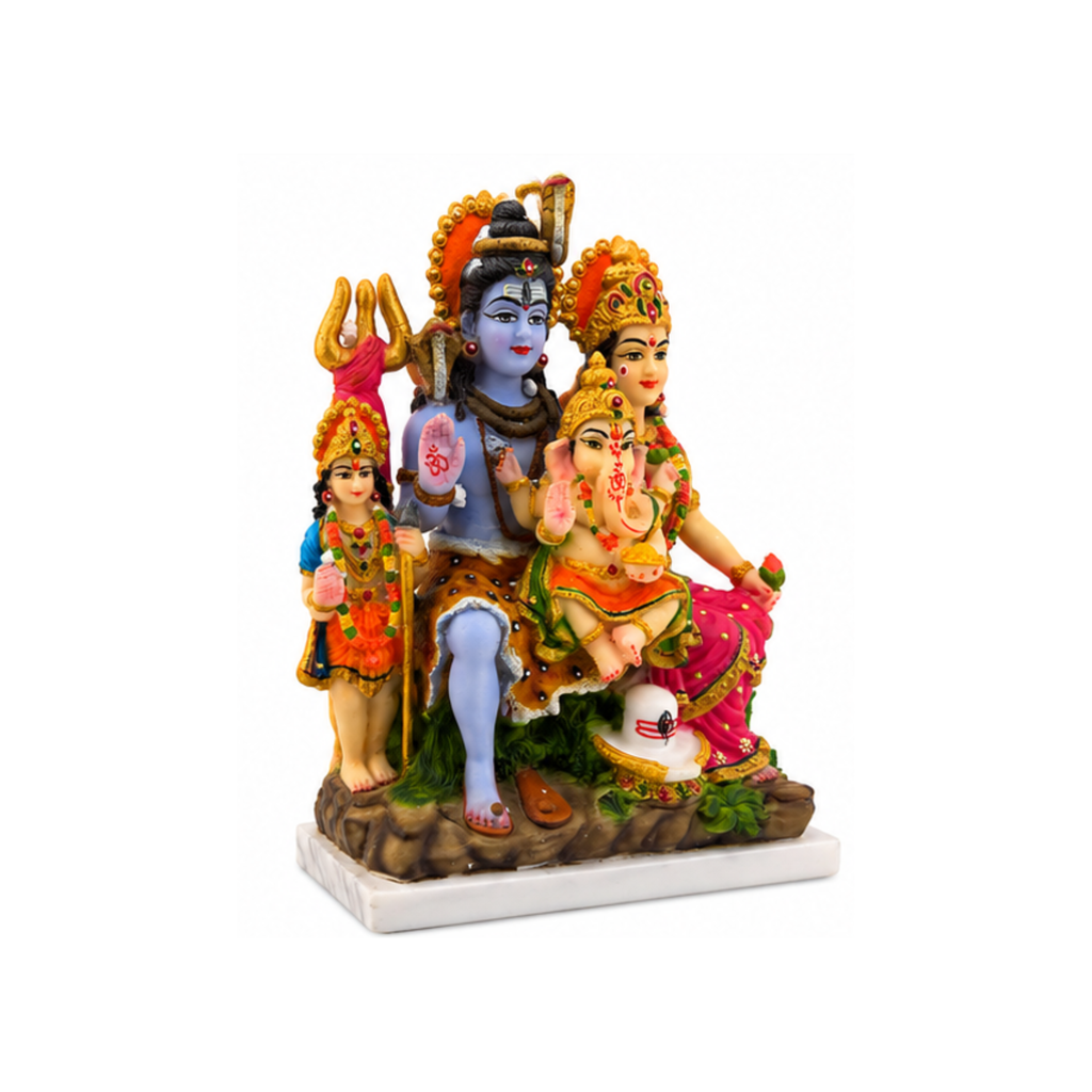 Shiva Parivar with Ganesha & Kartikeya | Lord Shiva Parvati Kartikeya Ganesha Murti | Shiva Pariwar Idol
