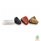 Protection Shielding Stone Set | Red Jasper Tiger Eye Black Tourmaline Selenite Raw Crystal Set | Rough Crystal Set