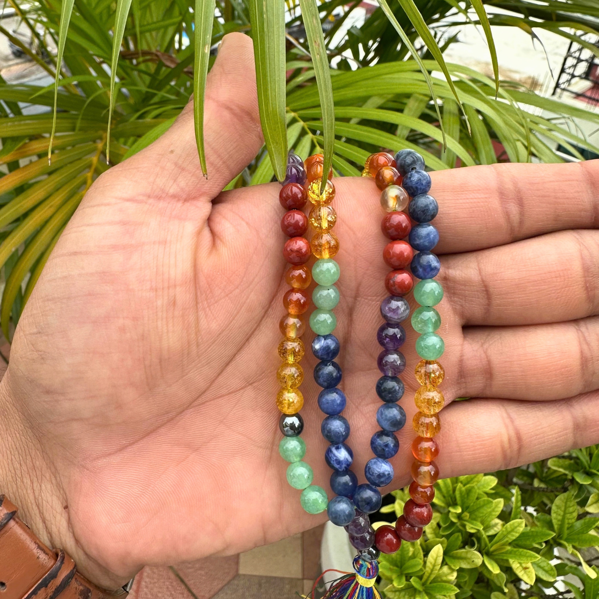 7 Chakra Beaded Necklace | 13 Inch Natural Gemstone Mala | Rainbow Chakra Necklace | Meditation & Yoga Jewelry | Crystal Necklace