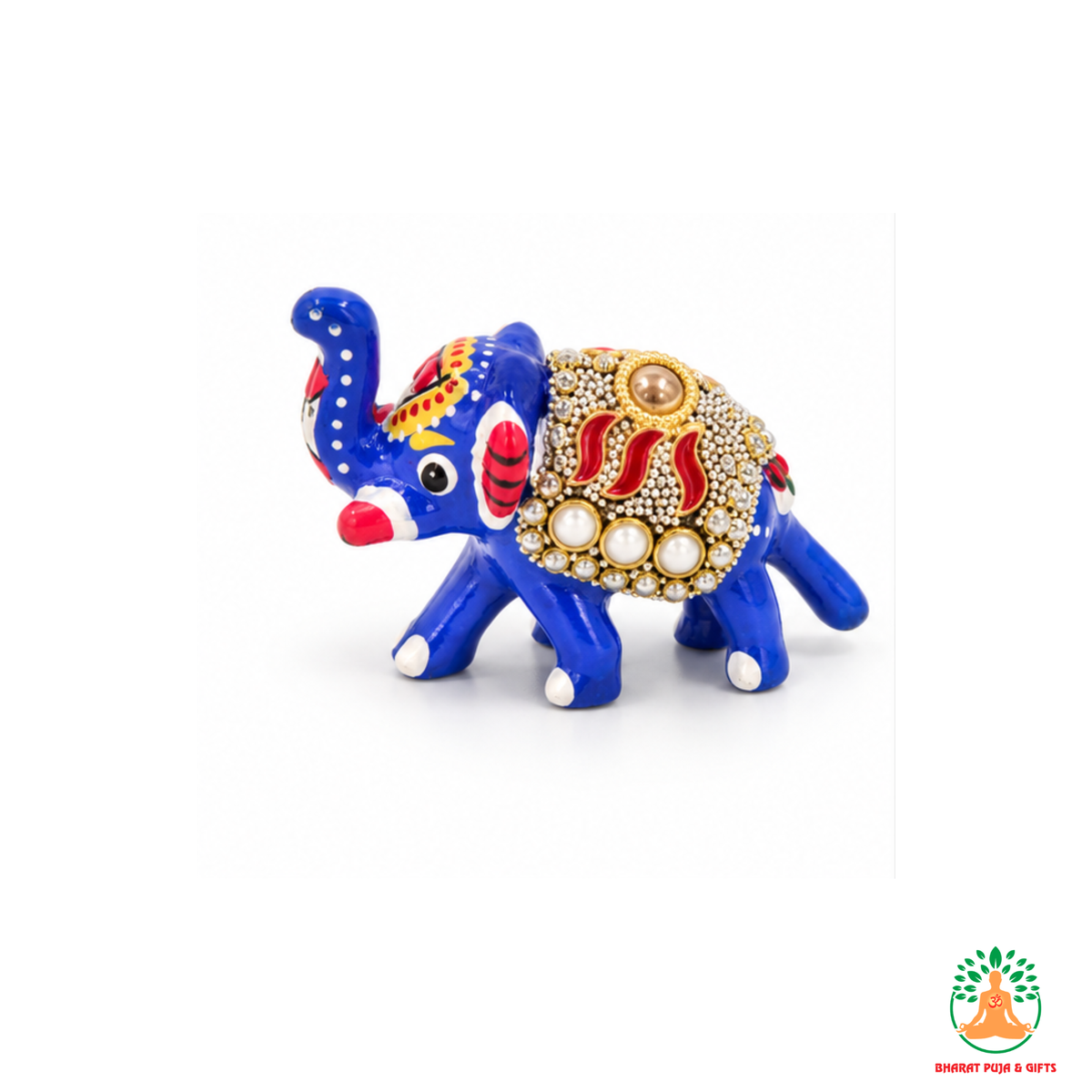 Decorative Small Beadwork Elephant Statue | Handcrafted Menakari Elephant Showpiece for Home Décor, Tabletop Display, Office & Gift