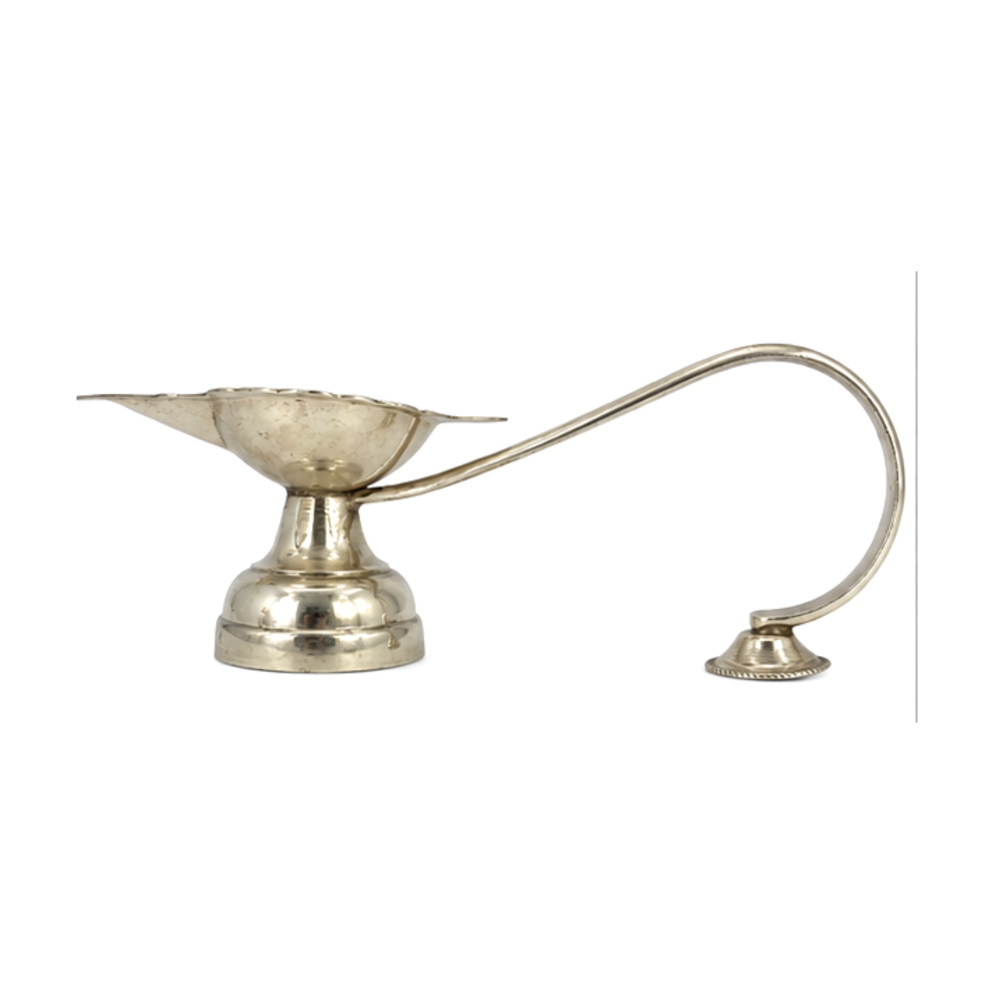 Silver Diya with Handle | Pure Silver Aarti Diya | Silver Puja Diya