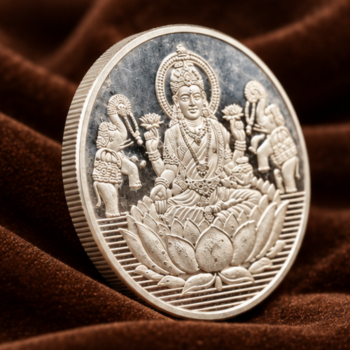Pure Silver Coins Diwali Lakshmi Ganesh Shri Yantra Engraved