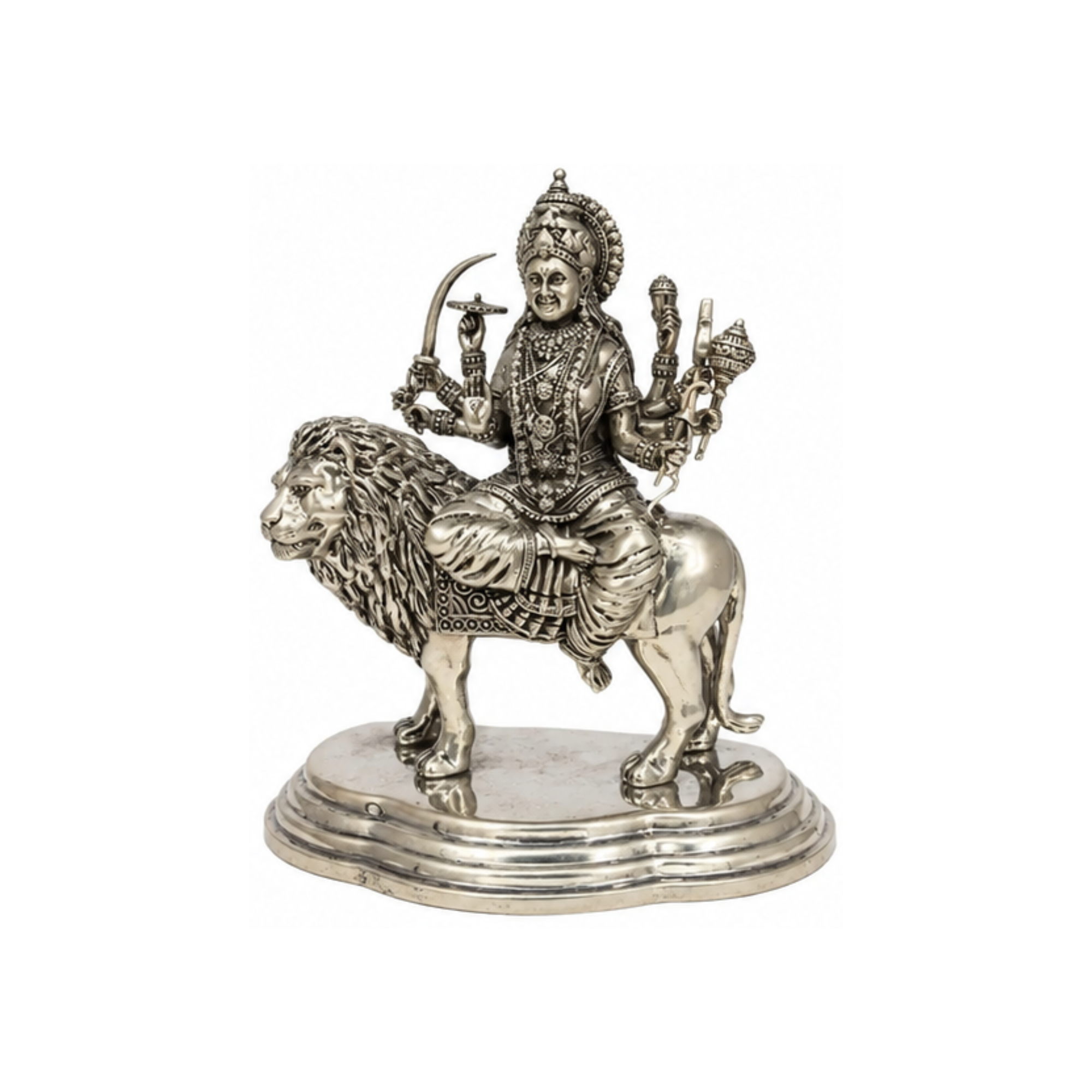 Silver Durga Devi Idol | Silver Durga Ma Statue | Goddess Durga Murti