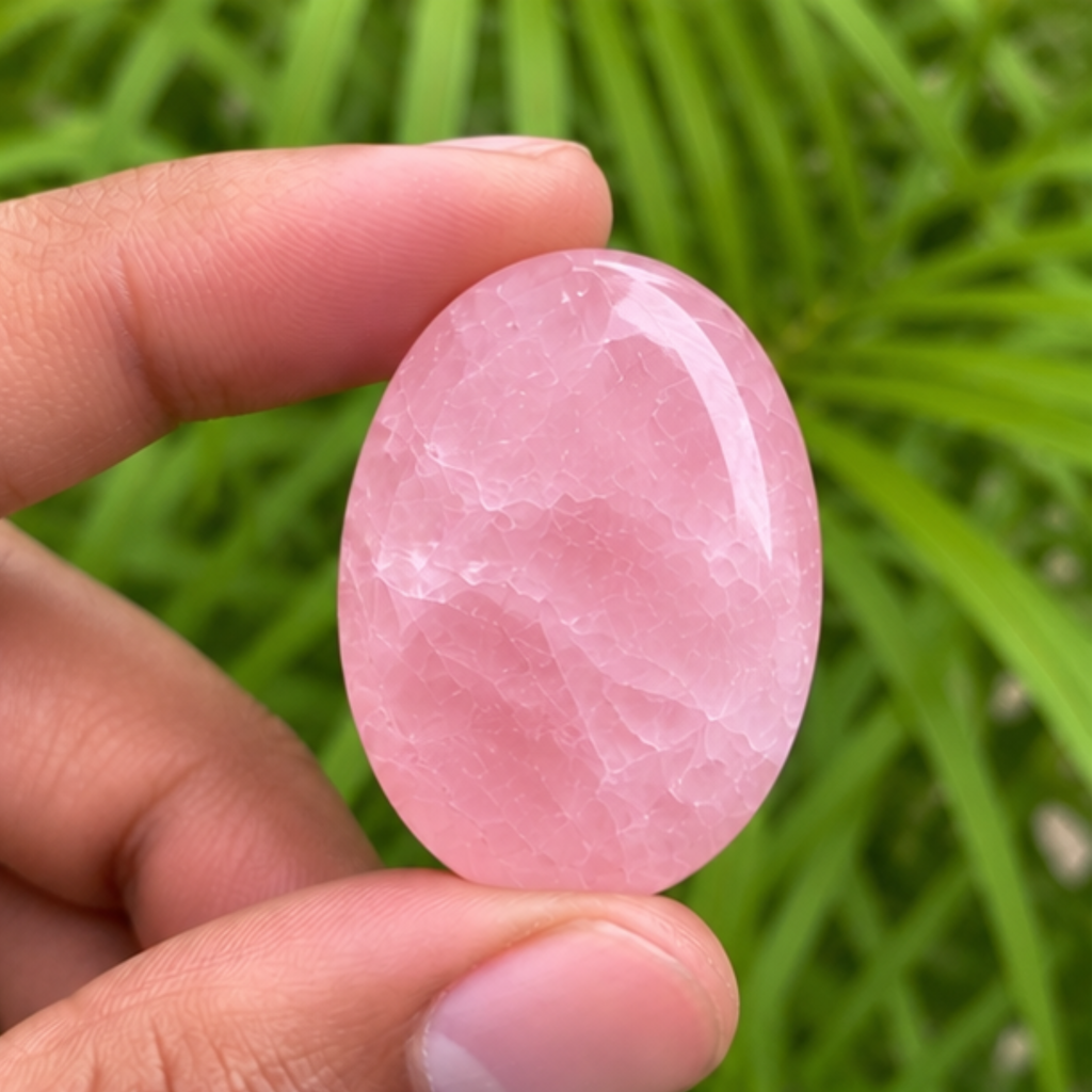 Rose Pink Quartz Palmstone Set of 3 | Natural Pink Crystal Palm Stones | Polished Oval Stones | Love & Self-Love Crystal