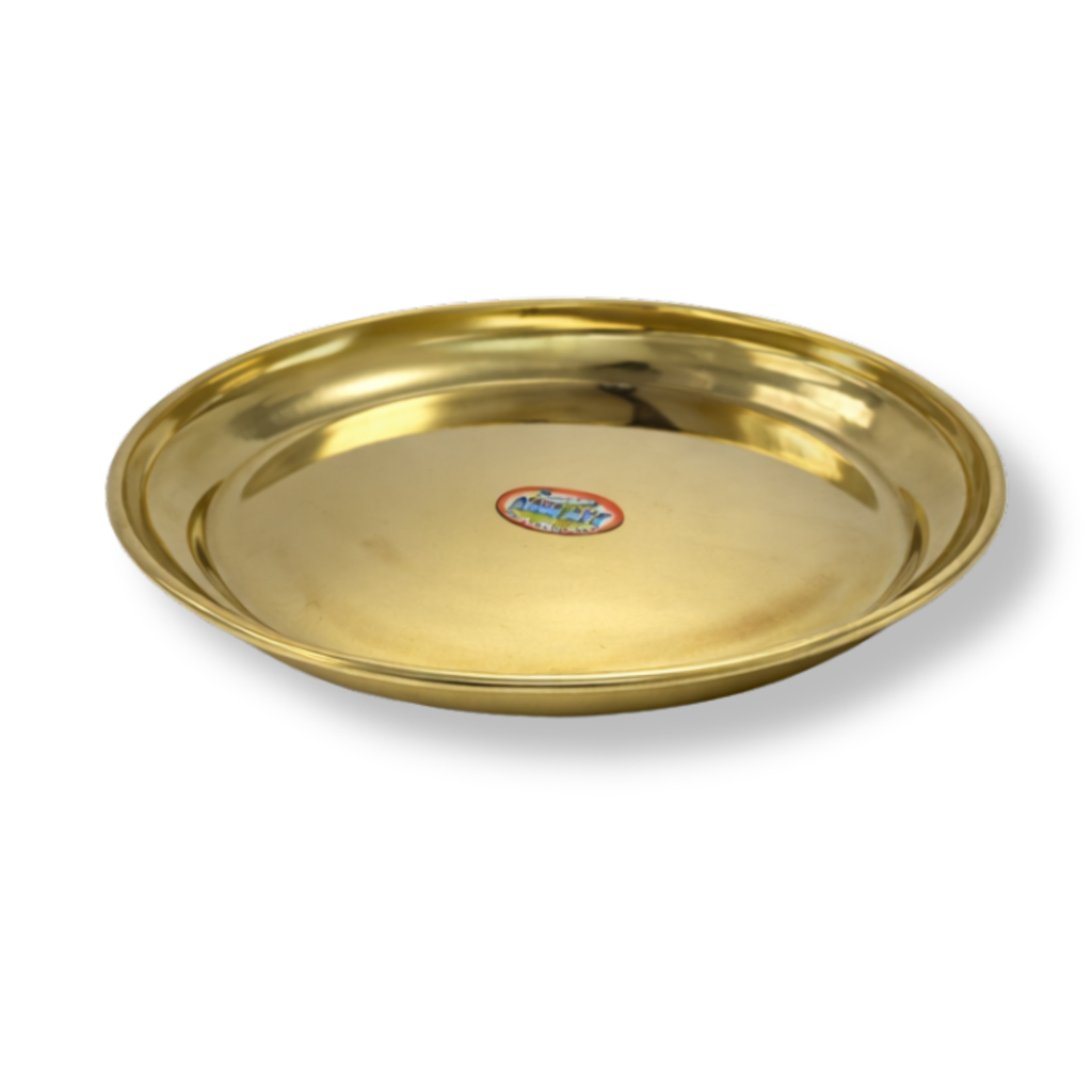 Brass Plain Thali – 9 Inch | Brass Puja Plate