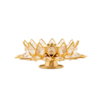 Brass Lotus Gem Diya | Decorative Crystal Lotus Oil Lamp