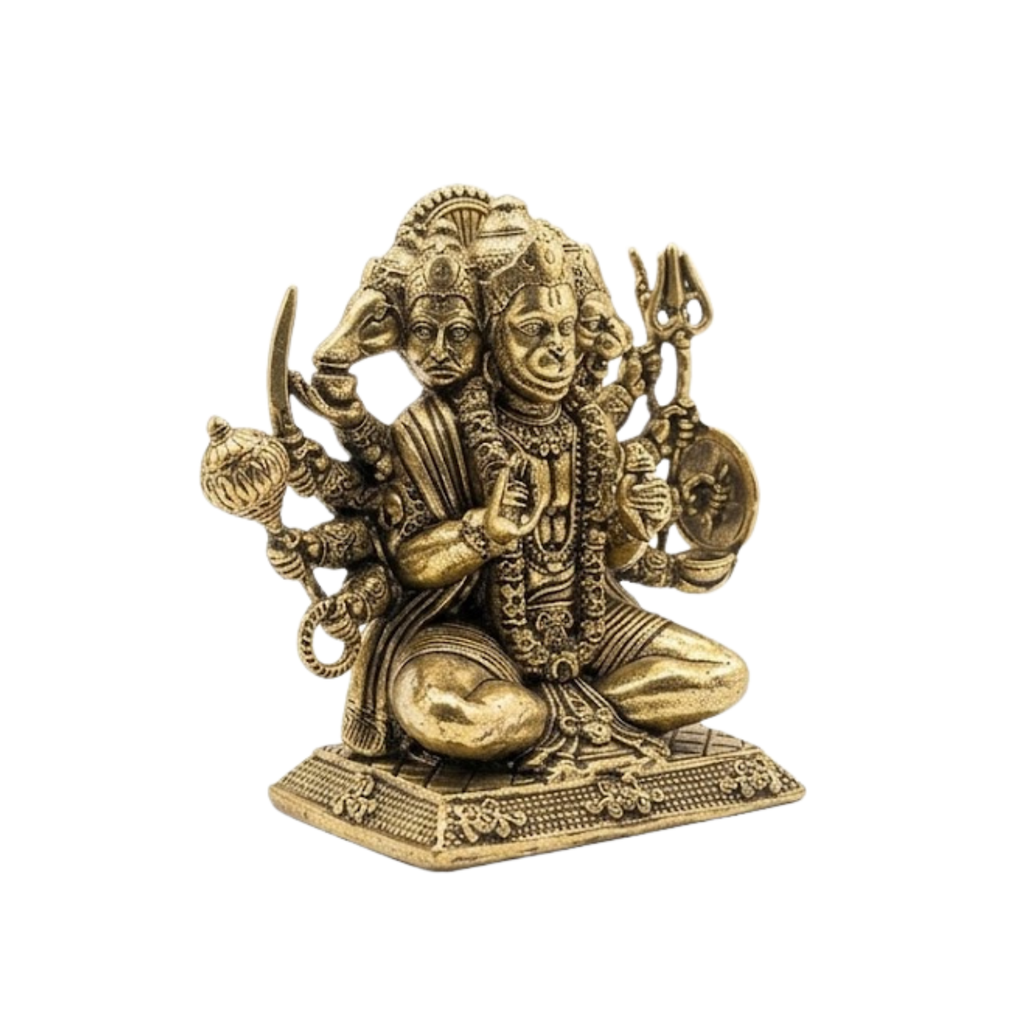 Panchadhatu Panchamukhi Sitting Hanuman Idol | Panchaloha Panchamukhi Hanuman Murti | Panchalogam Sitting Hanuman Statue