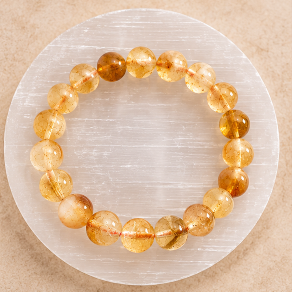 Natural Citrine Bracelet | Golden Yellow Crystal Gemstone Bracelet | Abundance & Prosperity Jewelry | Positive Energy Bracelet | Gift for Men & Women