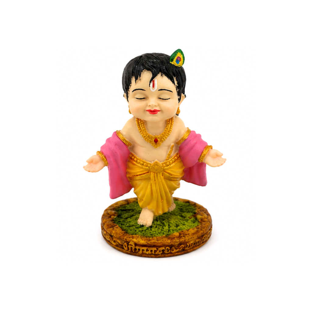 Small Bal Krishna Figurine | Krishna Idol for Car Dashboard Office Decor