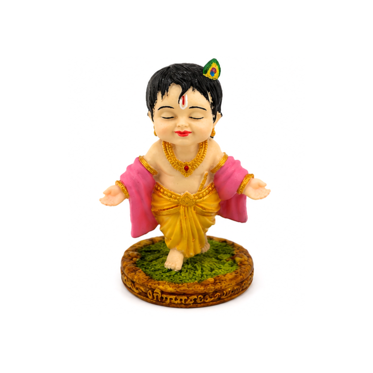 Small Bal Krishna Figurine | Krishna Idol for Car Dashboard Office Decor