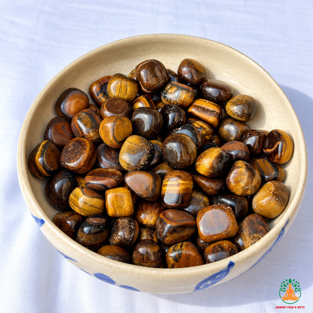 Natural Tiger Eye Tumble Stone – Polished Tigers Eye Gemstones | Manifestation Healing and Meditation Crystals