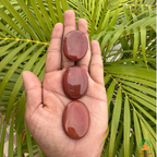 Red Jasper Palmstone Set of 3 – Natural Polished Crystal Stones | Grounding Root Chakra Crystal Healing | Polished Worry Stone