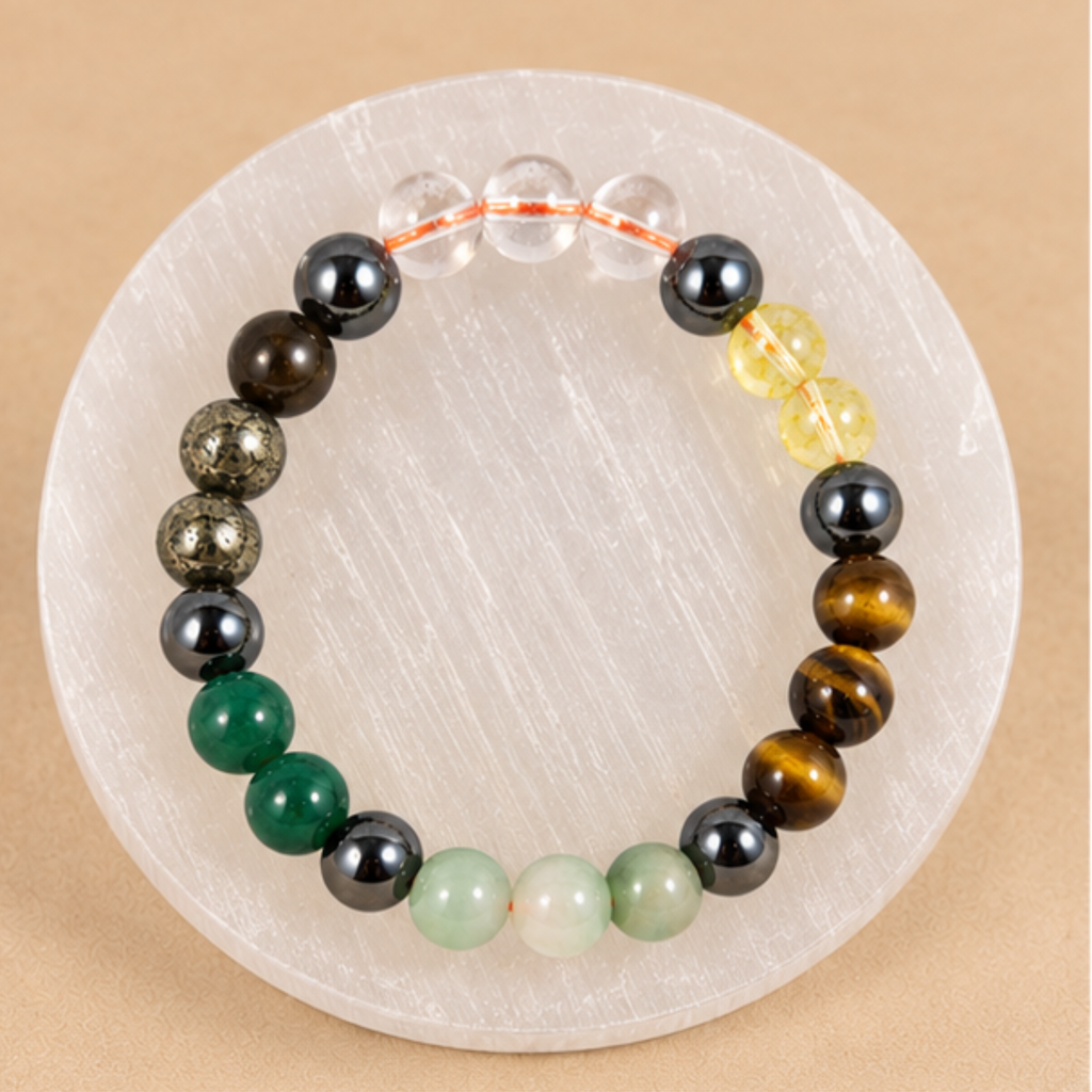 Abundance Bracelet - Dhanyog Bracelet | Green Aventurine Citrine Pyrite Tiger Eye Crystal Bracelet | Prosperity & Abundance Jewelry | Gift